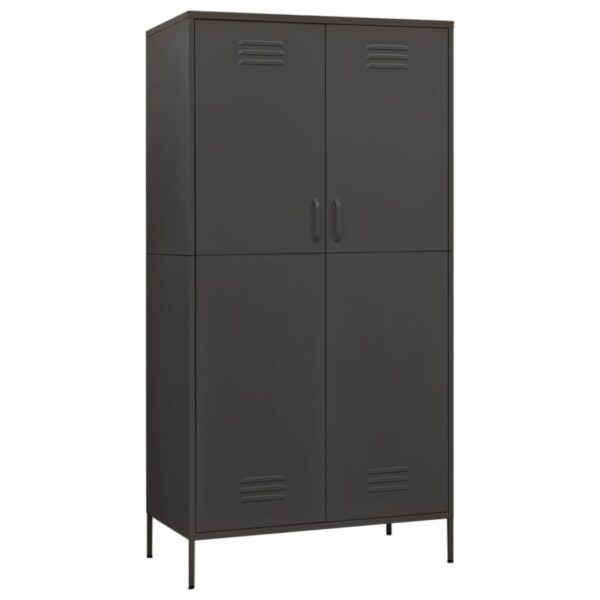 vidaXL Wardrobe Anthracite 35.4"x19.7"x70.9" Steel - Image 2