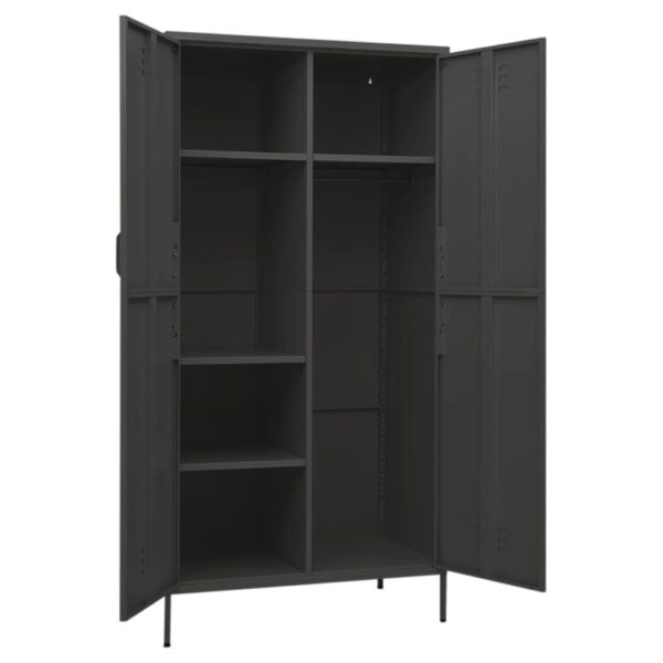 vidaXL Wardrobe Anthracite 35.4"x19.7"x70.9" Steel - Image 6