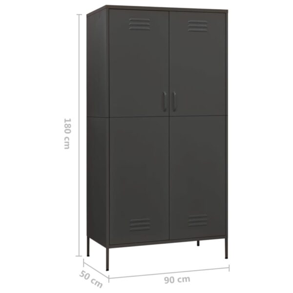 vidaXL Wardrobe Anthracite 35.4"x19.7"x70.9" Steel - Image 10