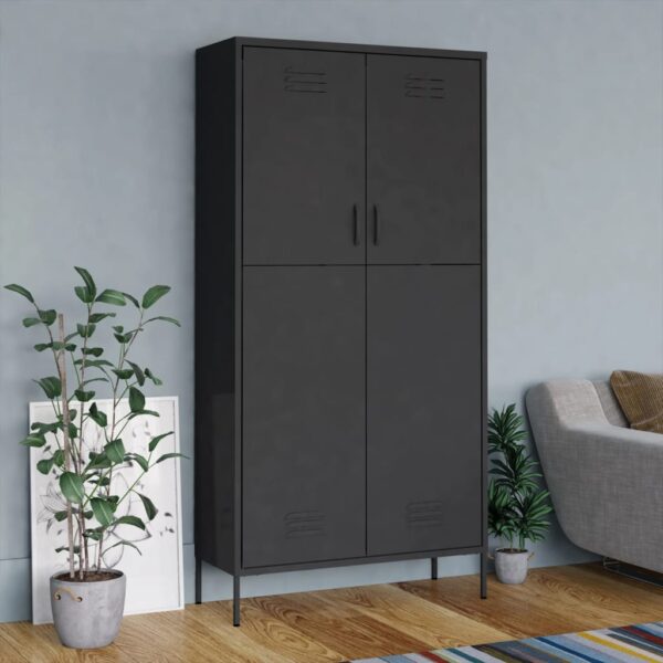 vidaXL Wardrobe Anthracite 35.4"x19.7"x70.9" Steel