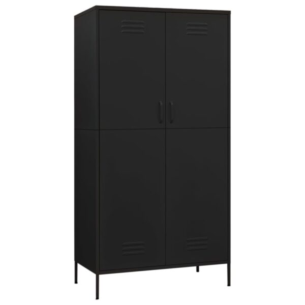 vidaXL Wardrobe Black 35.4"x19.7"x70.9" Steel - Image 2