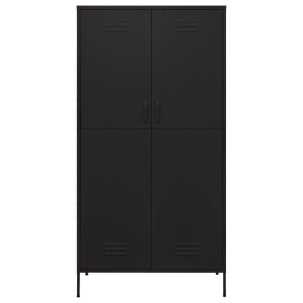 vidaXL Wardrobe Black 35.4"x19.7"x70.9" Steel - Image 3