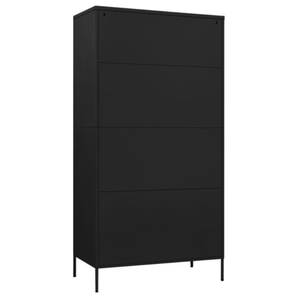 vidaXL Wardrobe Black 35.4"x19.7"x70.9" Steel - Image 5