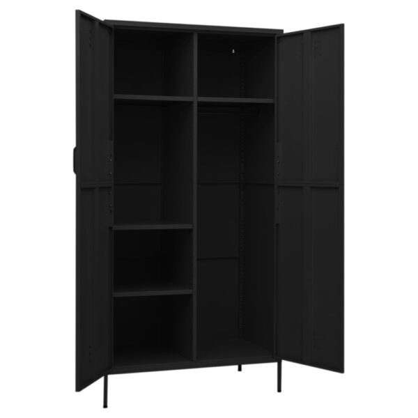 vidaXL Wardrobe Black 35.4"x19.7"x70.9" Steel - Image 6