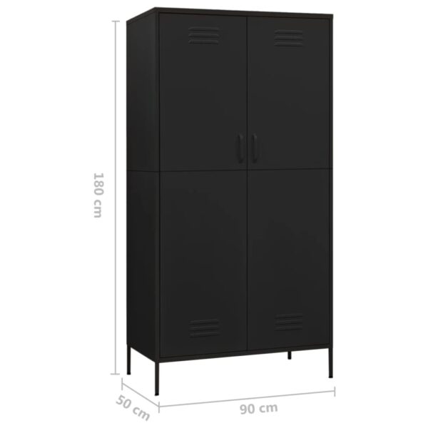 vidaXL Wardrobe Black 35.4"x19.7"x70.9" Steel - Image 10