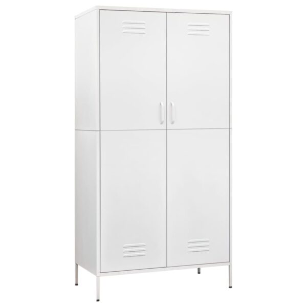 vidaXL Wardrobe White 35.4"x19.7"x70.9" Steel - Image 2