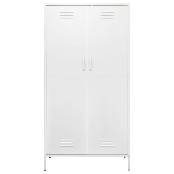 vidaXL Wardrobe White 35.4"x19.7"x70.9" Steel - Image 3