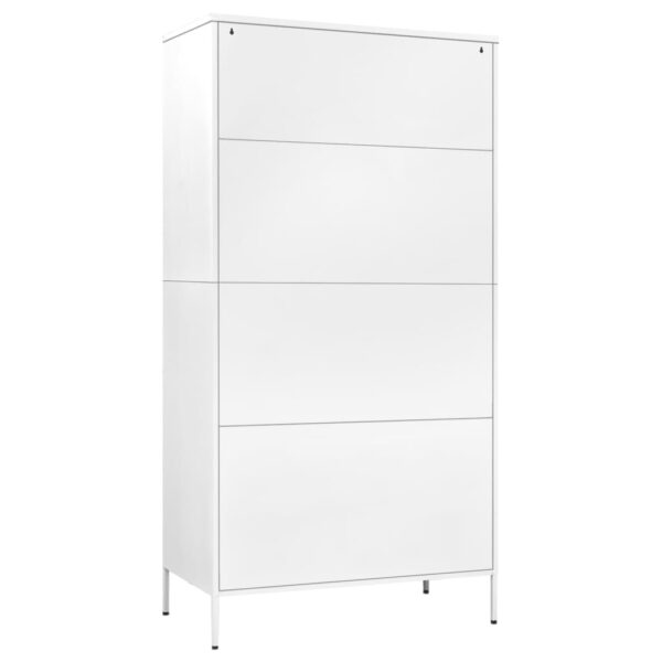 vidaXL Wardrobe White 35.4"x19.7"x70.9" Steel - Image 5