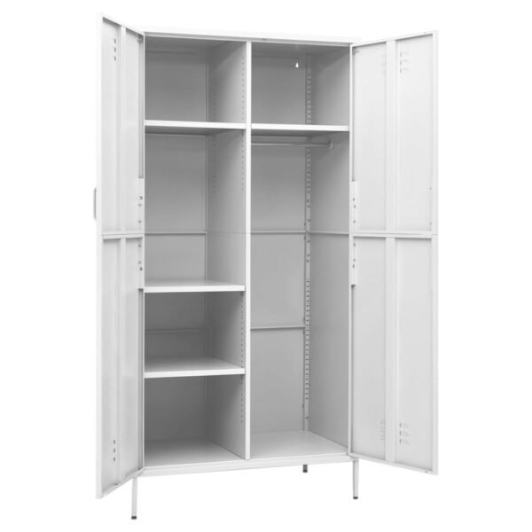 vidaXL Wardrobe White 35.4"x19.7"x70.9" Steel - Image 6