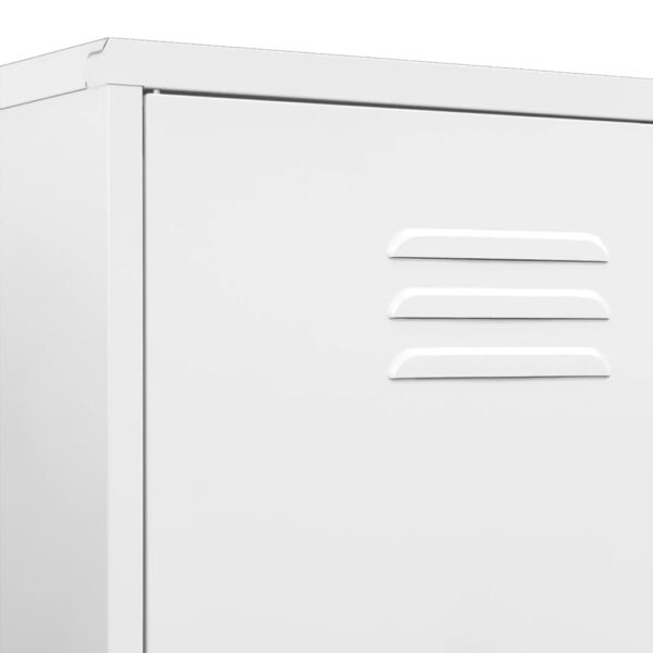 vidaXL Wardrobe White 35.4"x19.7"x70.9" Steel - Image 8