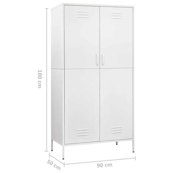 vidaXL Wardrobe White 35.4"x19.7"x70.9" Steel - Image 10