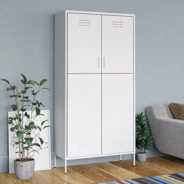 vidaXL Wardrobe White 35.4"x19.7"x70.9" Steel