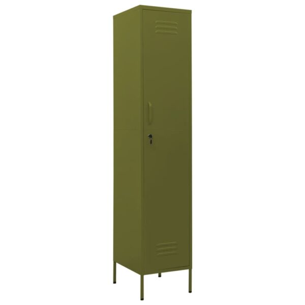 vidaXL Locker Cabinet Olive Green 13.8"x18.1"x70.9" Steel - Image 2