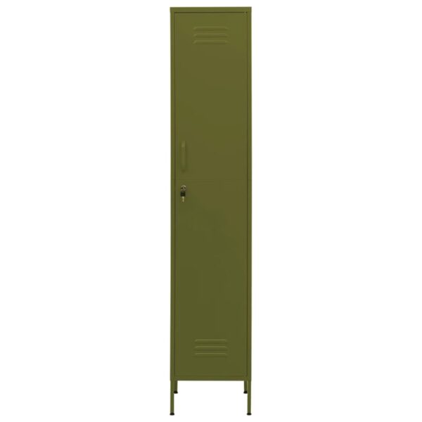 vidaXL Locker Cabinet Olive Green 13.8"x18.1"x70.9" Steel - Image 3