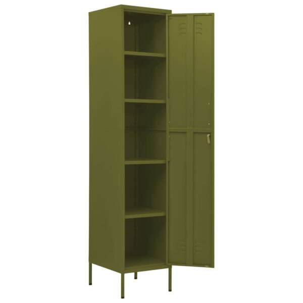 vidaXL Locker Cabinet Olive Green 13.8"x18.1"x70.9" Steel - Image 6