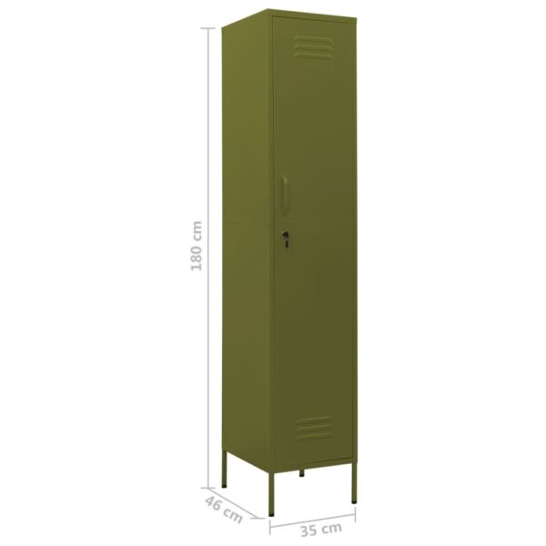 vidaXL Locker Cabinet Olive Green 13.8"x18.1"x70.9" Steel - Image 9