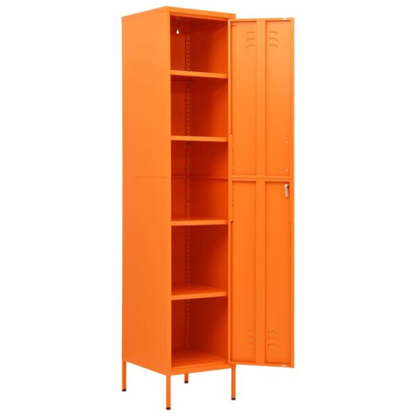 vidaXL Locker Cabinet Orange 13.8"x18.1"x70.9" Steel - Image 6