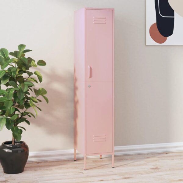 vidaXL Locker Cabinet Pink 13.8"x18.1"x70.9" Steel