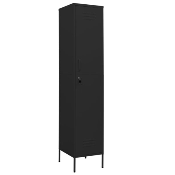 vidaXL Locker Cabinet Black 13.8"x18.1"x70.9" Steel - Image 2