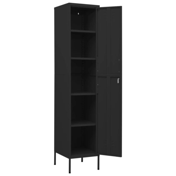 vidaXL Locker Cabinet Black 13.8"x18.1"x70.9" Steel - Image 6