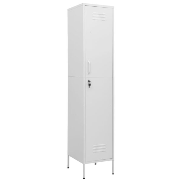 vidaXL Locker Cabinet White 13.8"x18.1"x70.9" Steel - Image 2