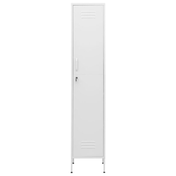 vidaXL Locker Cabinet White 13.8"x18.1"x70.9" Steel - Image 3