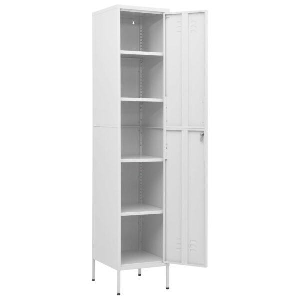 vidaXL Locker Cabinet White 13.8"x18.1"x70.9" Steel - Image 6