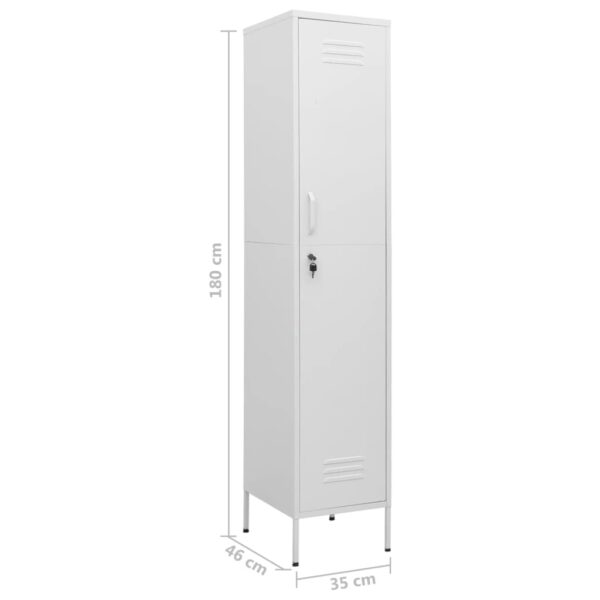 vidaXL Locker Cabinet White 13.8"x18.1"x70.9" Steel - Image 9