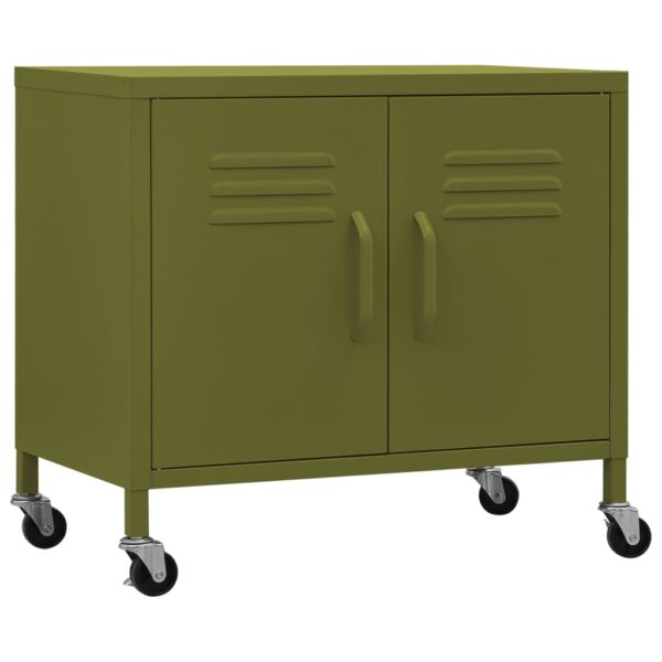 vidaXL Storage Cabinet Olive Green 23.6"x13.8"x22" Steel - Image 2