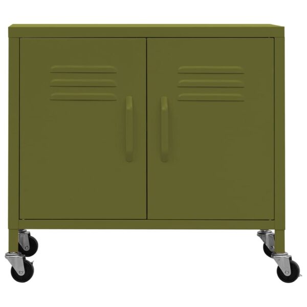 vidaXL Storage Cabinet Olive Green 23.6"x13.8"x22" Steel - Image 3