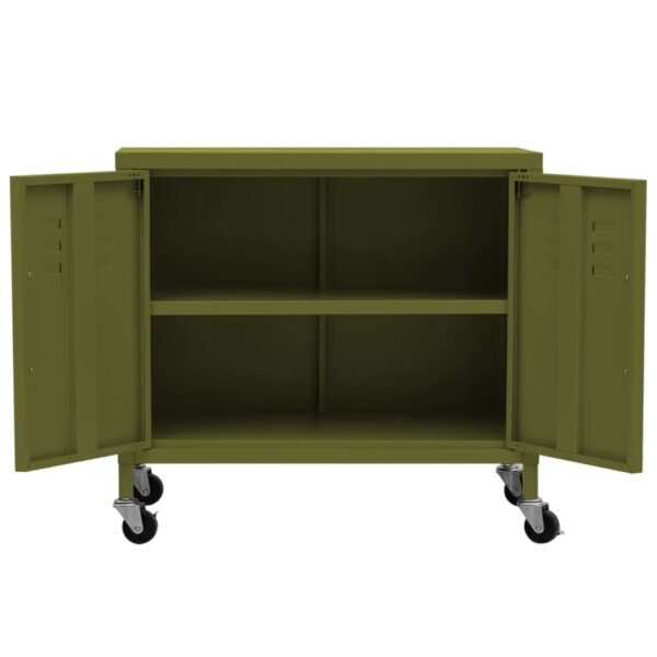 vidaXL Storage Cabinet Olive Green 23.6"x13.8"x22" Steel - Image 6