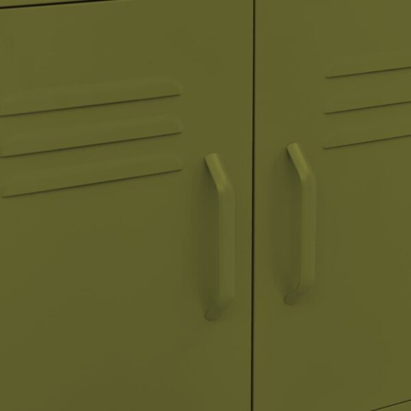 vidaXL Storage Cabinet Olive Green 23.6"x13.8"x22" Steel - Image 7