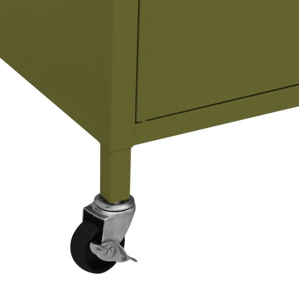 vidaXL Storage Cabinet Olive Green 23.6"x13.8"x22" Steel - Image 8