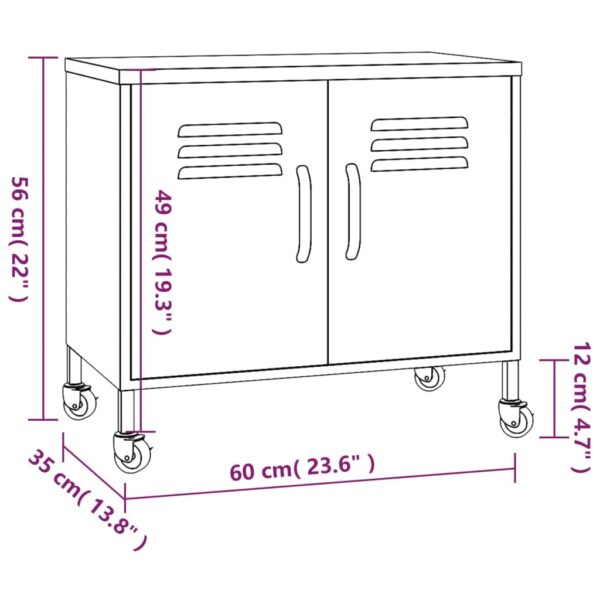 vidaXL Storage Cabinet Olive Green 23.6"x13.8"x22" Steel - Image 9