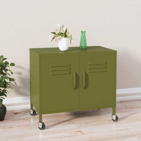 vidaXL Storage Cabinet Olive Green 23.6"x13.8"x22" Steel