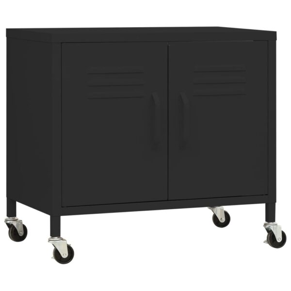 vidaXL Storage Cabinet Black 23.6"x13.8"x22" Steel - Image 2