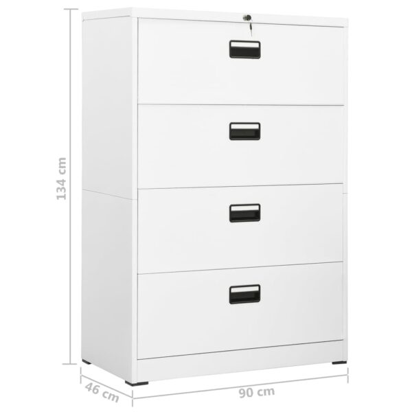 vidaXL Filing Cabinet White 35.4"x18.1"x52.8" Steel - Image 12