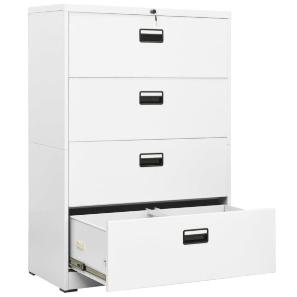 vidaXL Filing Cabinet White 35.4"x18.1"x52.8" Steel - Image 5