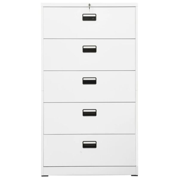 vidaXL Filing Cabinet White 35.4"x18.1"x64.6" Steel - Image 2