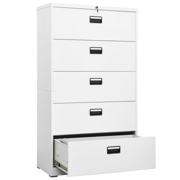 vidaXL Filing Cabinet White 35.4"x18.1"x64.6" Steel - Image 5