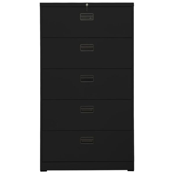 vidaXL Filing Cabinet Black 35.4"x18.1"x64.6" Steel - Image 2