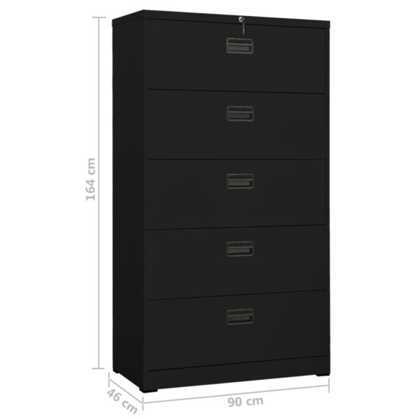 vidaXL Filing Cabinet Black 35.4"x18.1"x64.6" Steel - Image 12