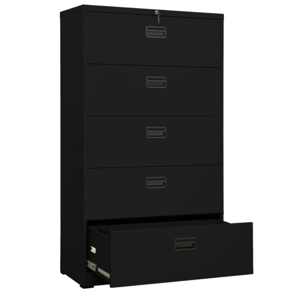 vidaXL Filing Cabinet Black 35.4"x18.1"x64.6" Steel - Image 5