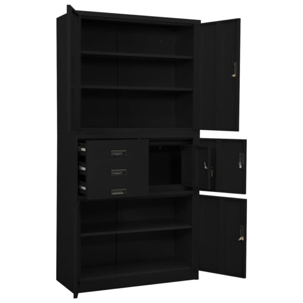 vidaXL Office Cabinet Black 35.4"x15.7"x70.9" Steel - Image 5