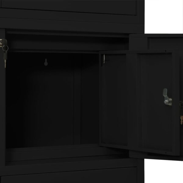 vidaXL Office Cabinet Black 35.4"x15.7"x70.9" Steel - Image 6