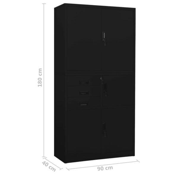 vidaXL Office Cabinet Black 35.4"x15.7"x70.9" Steel - Image 10