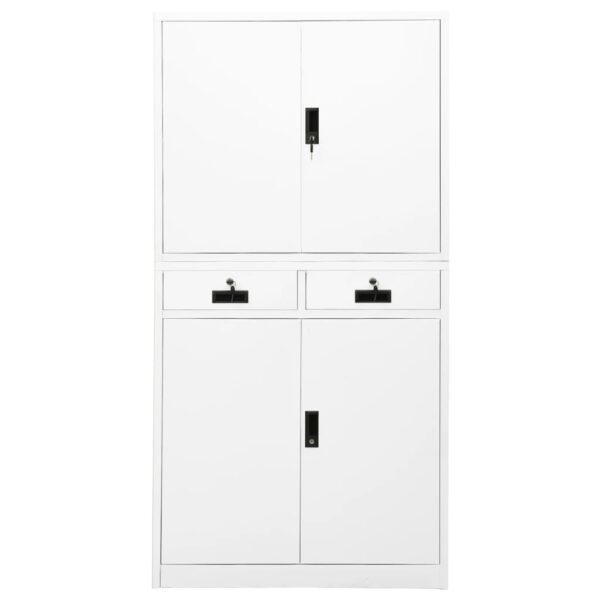 vidaXL Office Cabinet White 35.4"x15.7"x70.9" Steel - Image 2