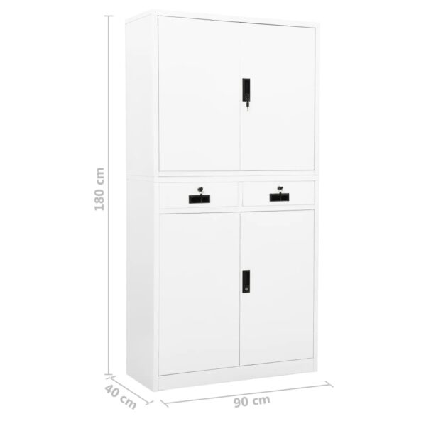 vidaXL Office Cabinet White 35.4"x15.7"x70.9" Steel - Image 11