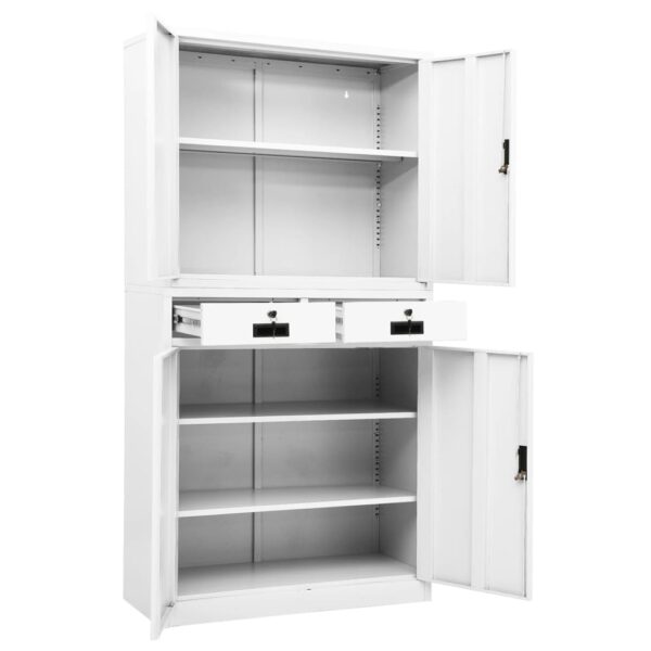 vidaXL Office Cabinet White 35.4"x15.7"x70.9" Steel - Image 6