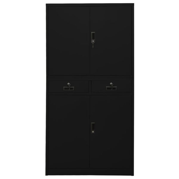 vidaXL Office Cabinet Black 35.4"x15.7"x70.9" Steel - Image 2